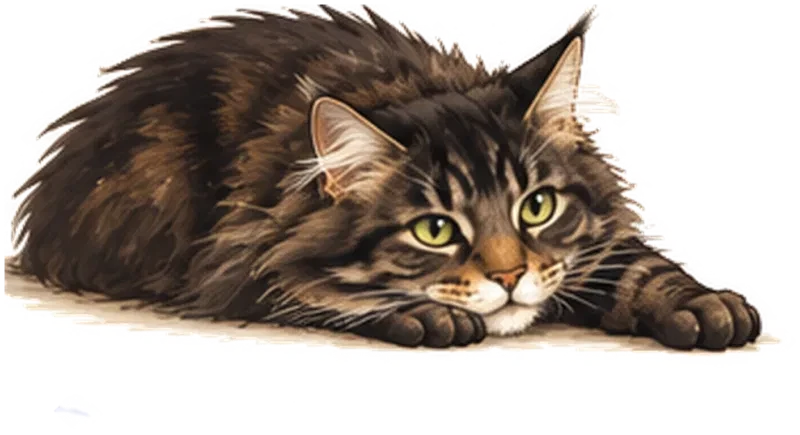 Chat Maine Coon couché qui regarde l’objectif