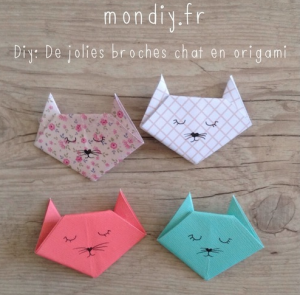 broches chat origami diy