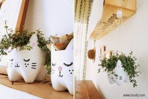 pot de fleurs chat diy